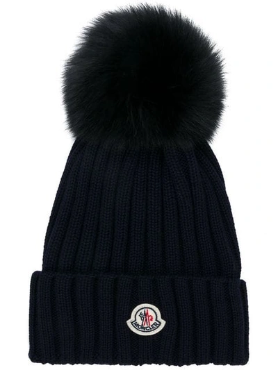 Moncler Classic Knitted Beanie In Blue
