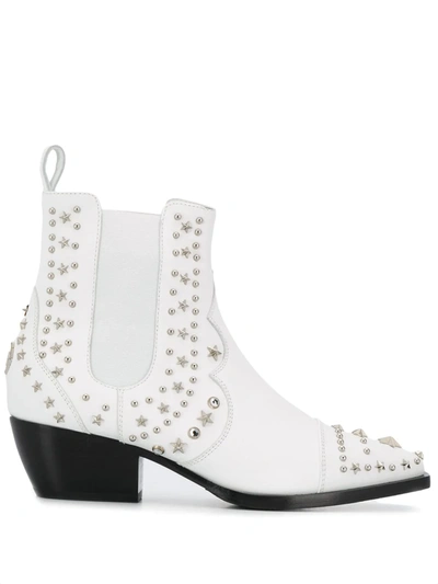 Philipp Plein Low Cowboy Boots In White