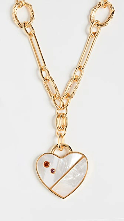 Lizzie Fortunato Venice Heart Necklace In Gold/mother Of Pearl