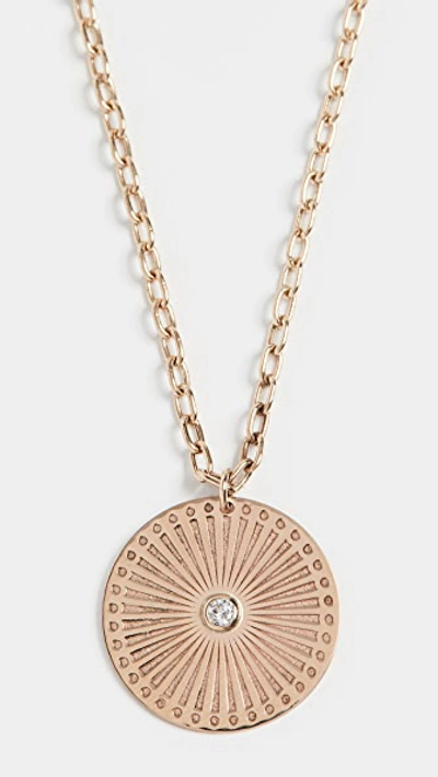 Zoë Chicco 14k Gold Medium Sunbeam Medallion Necklace In Yellow