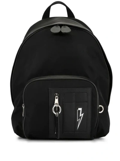Neil Barrett Thunderbolt Pocket Backpack In Black