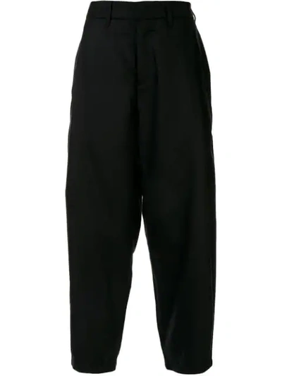 Attachment High-rise Tapered Trousers In Black