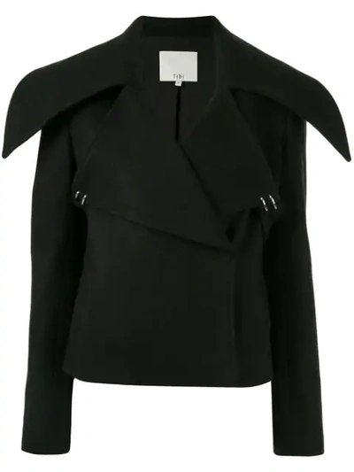 Tibi Cropped-jacke Mit Oversized-kragen In Black