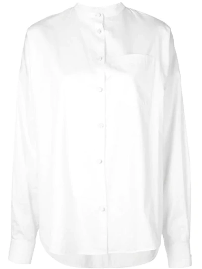 Khaite Long Sleeve Collarless Shirt In White