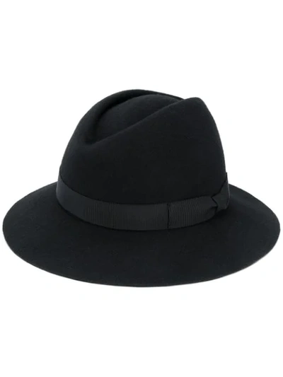 Yohji Yamamoto Side Bow Fedora Hat In Black