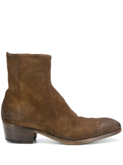 Silvano Sassetti Suede Ankle Boots In Brown