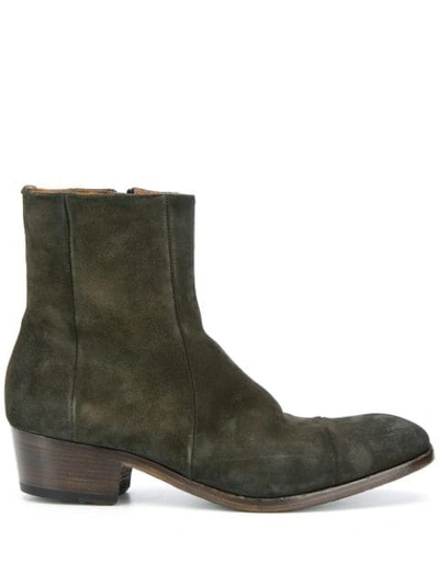 Silvano Sassetti Suede Ankle Boots In Green