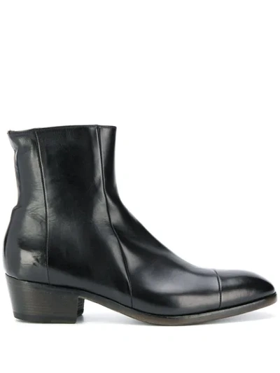 Silvano Sassetti Leather Ankle Boots In Black