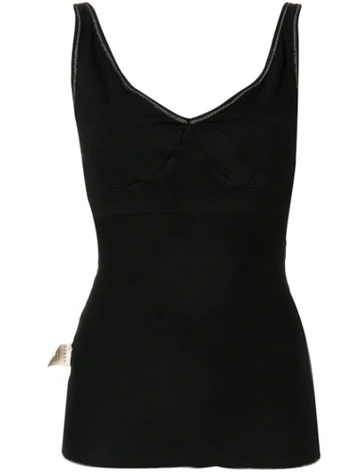 Ruban Stitch Detail Jersey Top In Black