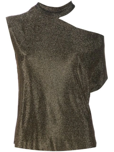 Rta Cold-shoulder Asymmetric Top In Gold