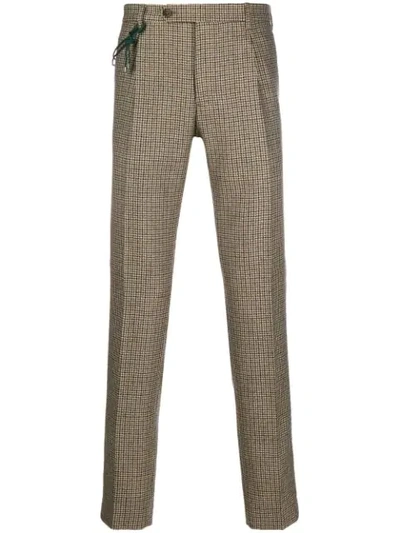 Berwich Cord-detail Checked Trousers In Red