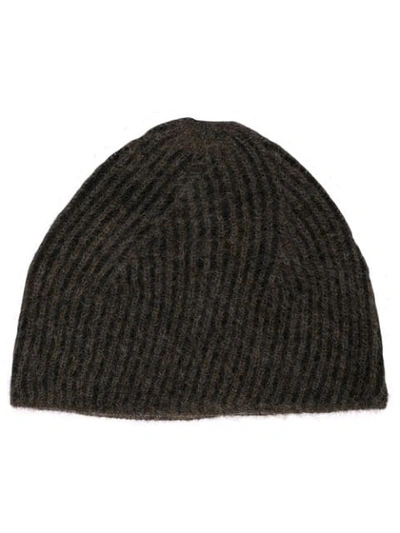 Rick Owens Knitted Beanie Hat In 0904 Black/brown