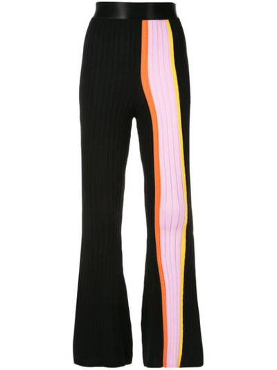 Ellery Bottleneck Rib Flared Pants With Front Stripe In Black