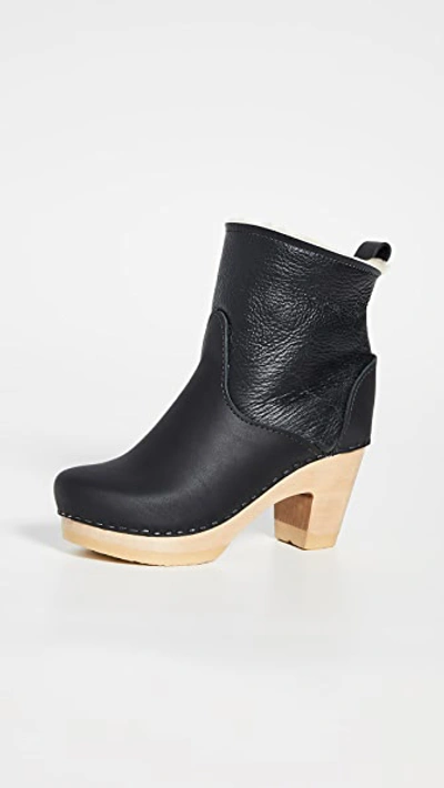 No.6 Pull On Shearling High Heel Boots In Ink Aviator