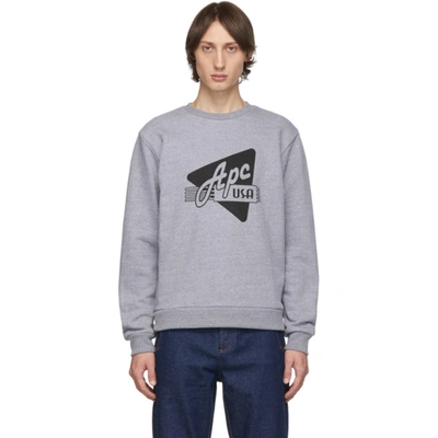 Apc Logo-print Cotton Sweatshirt In Grey