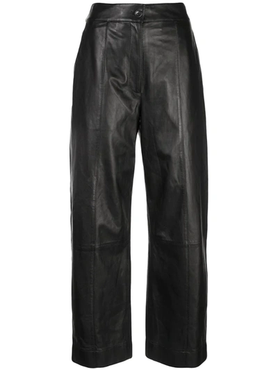 Jason Wu Leather Straight-leg Pants In Black