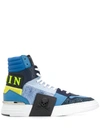Philipp Plein Logo Colour-block Sneakers In 08 Middle Blue