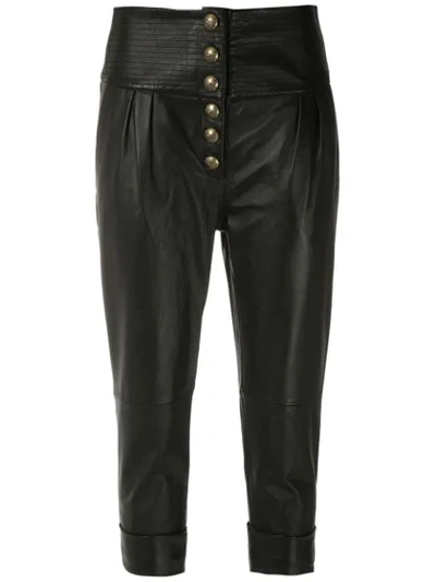 Andrea Bogosian Leather Cropped Trousers In Black