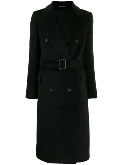Tagliatore Double Breasted Wool Coat In Black