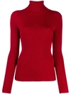 P.a.r.o.s.h Ribbed Roll Neck Jumper In Red