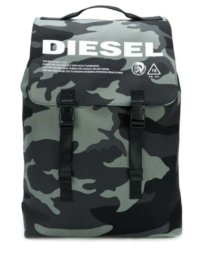 Diesel Camo Backpack In Green