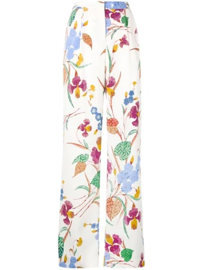 Diane Von Furstenberg Campbell Print Wide Leg Pants In Ampere Ivory