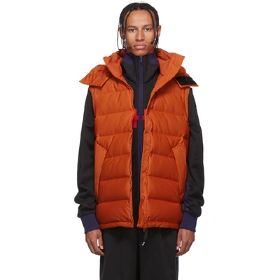 Y-3 Orange Down Seamless Hooded Vest In Icon Orange