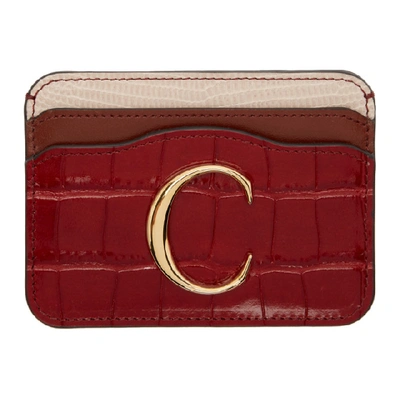 Chloé Chloe Red Croc Chloe C Card Holder In 634 Dustyre