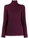 Roberto Collina Knitted Roll Neck Jumper In Purple