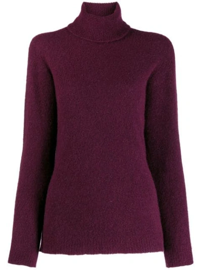 Roberto Collina Knitted Roll Neck Jumper In Purple