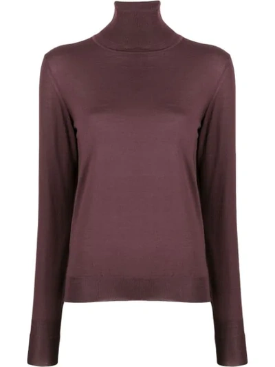 Roberto Collina Roll Neck Knitted Top In Purple