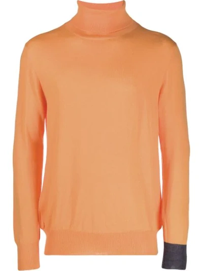 Lc23 Plain Roll-neck Jumper In Orange