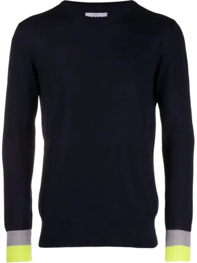 Lc23 Slim-fit Contrast Jumper In Blue