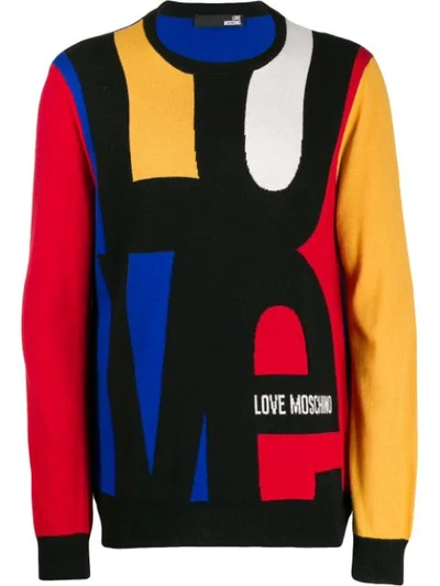Love Moschino Pullover In Colour-block-optik In Black