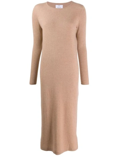 Allude Long Sleeved Knitted Dress In Neutrals