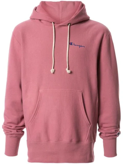 Champion Embroidered Logo Hoodie In Pink