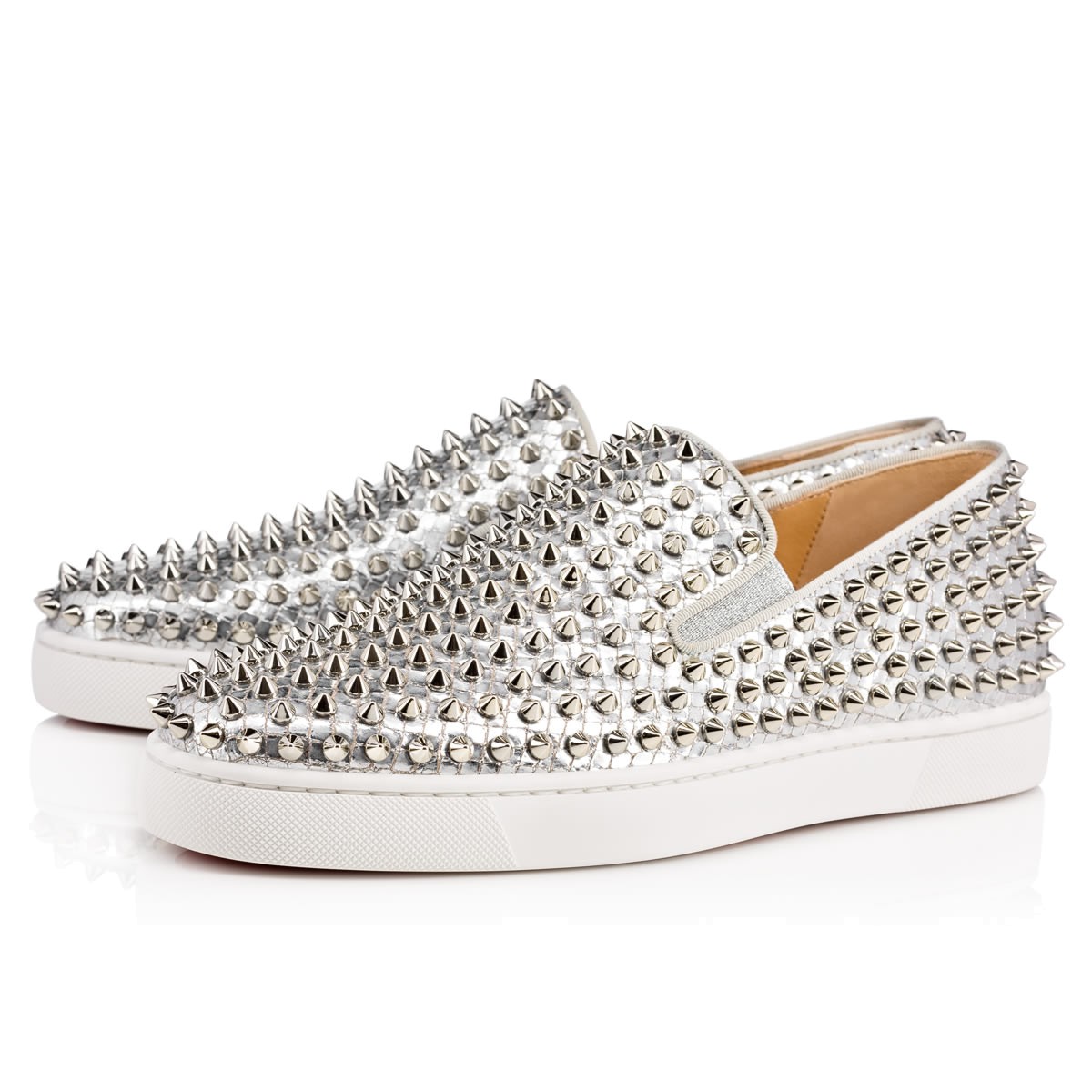 Christian Louboutin Roller-boat Men's Flat In Silver | ModeSens