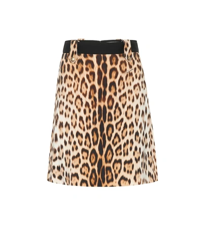 Roberto Cavalli Heritage Jaguar Print Skirt In Brown