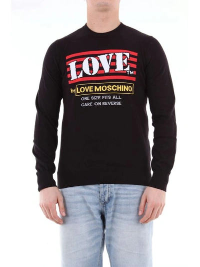 Love Moschino Cotton Crew Neck Sweater In Black