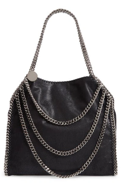 Stella Mccartney Small Falabella Shaggy Deer Faux Leather Shoulder Bag In Black