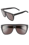 Saint Laurent 59mm Sunglasses In Wood Effect Black/ Grey Solid