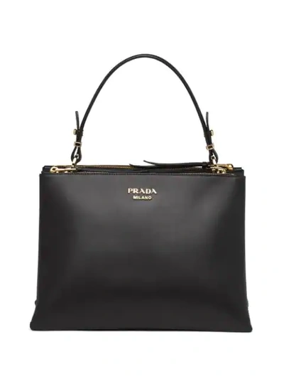 Prada Large Deux Tote In Black