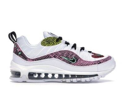 Pre-owned Nike Air Max 98 Snakeskin (women's) In White/psychic Pink-opti Yellow-electro Green