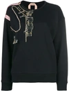 N°21 Pin-embellished Cotton Jersey Sweatshirt In Black