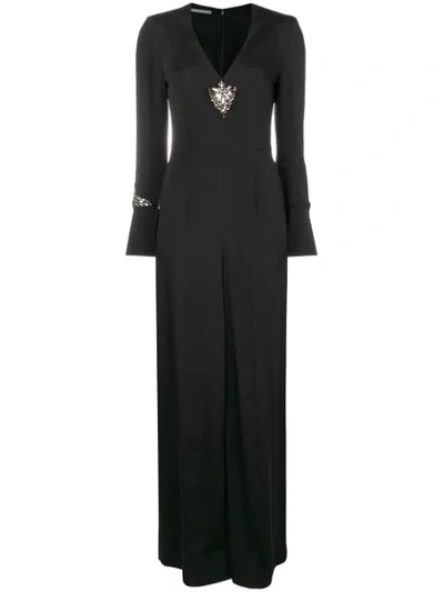 Alberta Ferretti Jumpsuit With Jewel Applications In Black