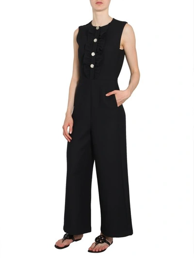 Tory Burch Overalls In Gabardine With Ruches In Black