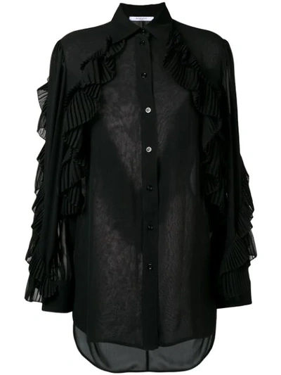 Givenchy Ruffled Style Transparent Blouse In Black