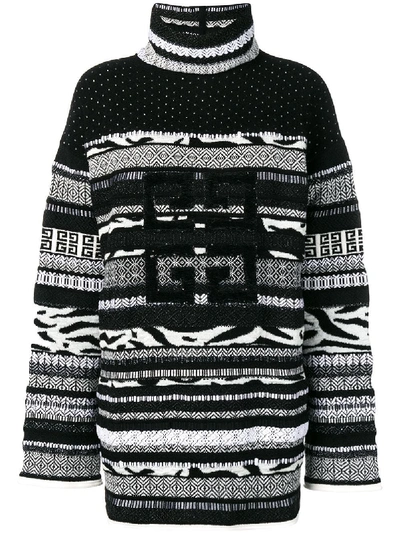 Givenchy Oversize Fit Wool Mixed Sweater In White/black