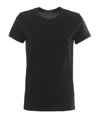 Moncler Velvet Logo Patch Black T-shirt