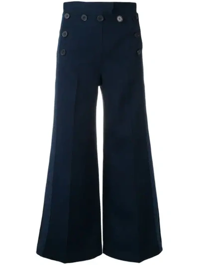 Derek Lam 10 Crosby Washed Canvas Sailor Culottes In Blue